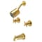 Kingston Brass Tub and Shower Faucet, Brushed Brass, Wall Mount KBX8147DX - alternate 1
